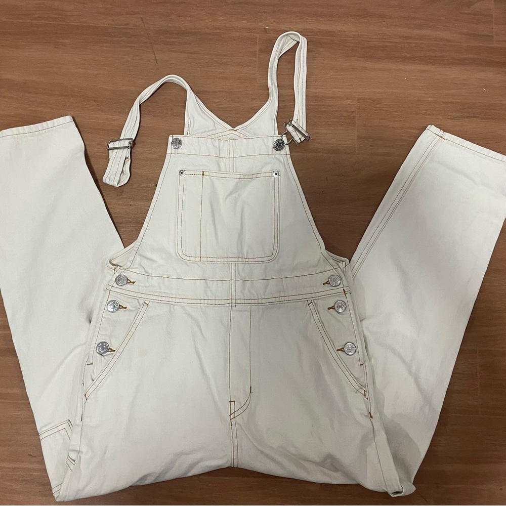 Monki denim overalls in ecru